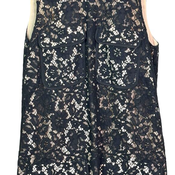 J Crew Size 2 Black Lace and Nude Sleeveless Dress with Pockets - Picture 4 of 9